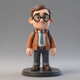 a highly detailed 3D figurine of Doc Emmett Brown