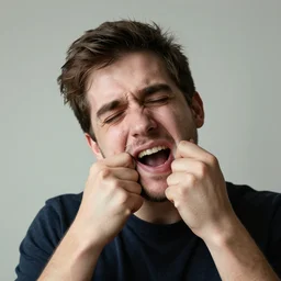 Man tearing his own face off
