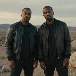 a kanye and dwane the rock hybrid in the new movie directed by joss whedon, movie still frame, promotional image, critically acclaimed, symmetrical shot, idiosyncratic, relentlessly detailed, limited colour palette