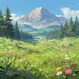 australian impressionism landscape, pokemon sword and shield ghibli landscape illustration close floral clearing and mountains in the background, deep focus, d & d, fantasy, intricate, elegant, highly detailed, digital painting, artstation, concept art, matte, sharp focus, illustration, hearthstone, art by fire watch game and greg rutkowski, no characters
