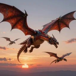 fantasy dragons flying in the sunset sky, painterly art, craig mullins, award winning design, beautiful composition, artstation, dreadjim