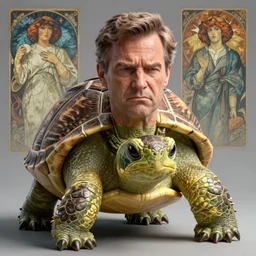 concept art by artgerm, amazingly beautiful portrait of a hyper realistic, frowning, sad mitch mcconnell as a turtle!!! caricature 3 d by greg rutkowski, artgerm, alphonse mucha,