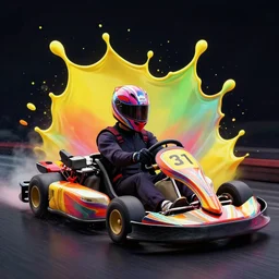 extreme go karting splash art graphic design color splash high contrasting art, fantasy, highly detailed, art by greg rutkowski