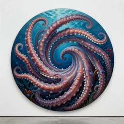 underwater tentacle painting spiraling inward by Greg Manchess, Art Directed by Jeremy Jarvis; Deep sea horror; gallery painting; teeth and eyes; black ink; fine line work; epic pencil sketch trending on artstation; Charcoal Tattoo; concept art; epic cinema post landscape illustration