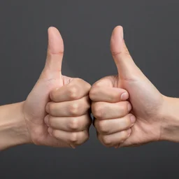 two hands, crossed thumbs