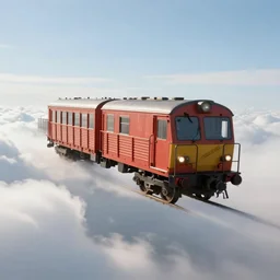 train vagon flying rhough the clouds