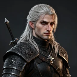 portrait of geralt of rivia from the witcher, unreal engine, octane render, studio lighting, intricate details, realistic