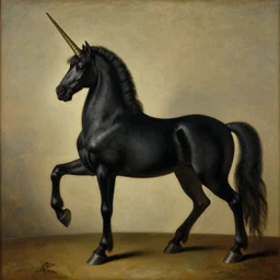 a black unicorn, Flemish painting