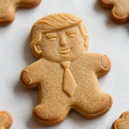 baking gingerbreads with shape of donald trump, sharp detail, intricate detail, highly detailed