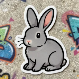 Graffiti sticker art of a rabbit, urban art