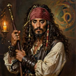 oil painting Portrait of beautiful male pirates with long curly dark salt and pepper hair and long curly beards embracing in warm candlelight, intricate, elegant, highly detailed, digital painting, artstation, concept art, smooth, sharp focus, illustration, art by artgerm and greg rutkowski and alphonse mucha, daily deviation, IAMAG, masterpiece portrait