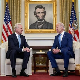 Joe Biden meeting Abraham Lincoln