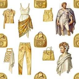 a Hermes and Versace fashion vector illustration repeating pattern with white background in style of Michelangelo Fresco