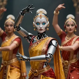 a stunning ultra detailed fantasy fine art portrait photo of a robot from ex machina movie dressed as an indian classical dancer, by artgerm, karol bak and anna dittman, 2 4 mm lens, golden ratio composition, deep depth of field, perfect eyes and face, cyberpunk, soft lighting, artstation, 8 k