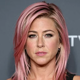 portrait of a beautiful 20-year-old Jennifer Aniston cyberpunk pink hairstyle serious facial expression by Mario Testino,  headshot, detailed, award winning, Sony a7R