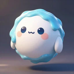 spherical hovering kawaii robot covered in slime, trending on artstation, anime, ue5,