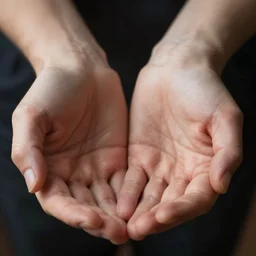 close up of normal human hands