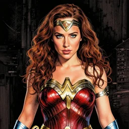 portrait of Gillian Anderson  dressed as wonder woman  , detailed intricate ink illustration, dark atmosphere, detailed illustration, hd, 4k, digital art, overdetailed art, concept art, by greg rutkowski, by loish, complementing colors, Trending on artstation, deviantart , comic cover art