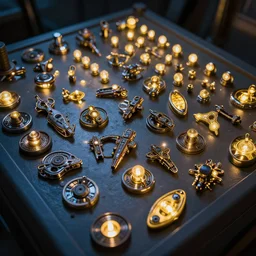 lighting fidgets fills a control panel, highly detailed, render, mini lights, complex, fairy punk, aerospace, night, illumination