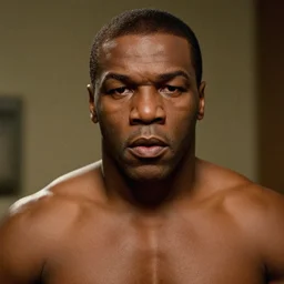 a cinematic film still of Jamie Foxx starring as Mike Tyson, portrait, 40mm lens, shallow depth of field, close up, split lighting, cinematic