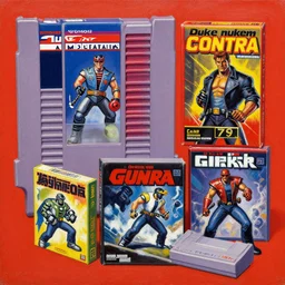 1 9 7 9 retro box art nes. commodore 6 4. duke nukem contra. artgerm. coherent. keith parkinson. oil on canvas