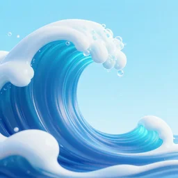 pretty cartoon stilyzed 3 d render of an ocean wave, redshift, octane, clear background, blue and cyan, caustics, volumetric