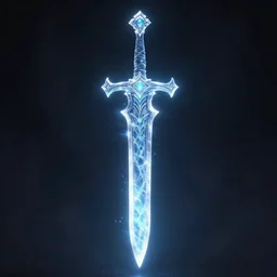 ice magical cursed glowing spectral blade, sword, weapon, highlight, vertical, centred, highly symmetric, sci - fi, fantasy, dnd, close shot, dark uniform background, directional lighting, digital art, hyperrealism, award winning, 8 k, trending on art station