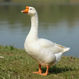 humanised goose in retrowave style realistic
