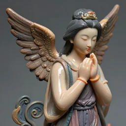 realistic hyperdetailed design of chinese, plasticine wet shiny angel, shiny glossy angle, chinese ornament, victo nga, fumo yoshitoshi, ren jing jeong, feifei ruan, peter mohrbacher, takato yamamoto