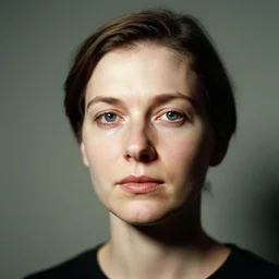 woman face staring, portrait, flash photograph, 80mm F2.8, single light source, by Zdzislaw Beksinski
