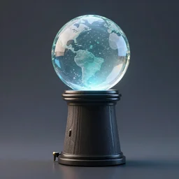 a man with a crystal ball instead of a head, high quality render,