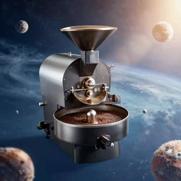 coffee roaster machine flying through space