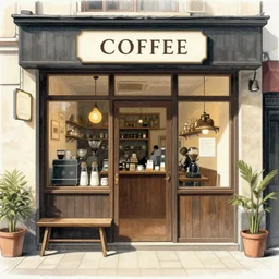 A coffee shop 1900 illustration artwork