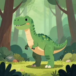 an illustration of a dinosaur c 0 z 6 8 4 in the woods, trending on artstation, central composition, very cartoon, shape focus, high detailed, by anton fadeev xf 8 ul 6