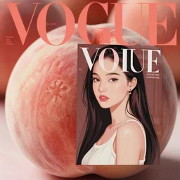 vogue magazine, elle magazine, anime korean natalie portman on large fruit peach swing, ilya kuvshinov, greg rutkowski, john singer sargent, anime, trending on artstation, intricate