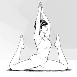 a still frame illustration, yoga pose new yorker illustration, vector graphics, lineart, manga, tadanori yokoo, simplified, high details, ink, roy lichtenstein, american comics, flat graphics, fine details, studio ghibli, greyscale