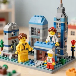 Living lego figures in a lego city, unreal engine, 4k, hyper realistic, featured on artstation