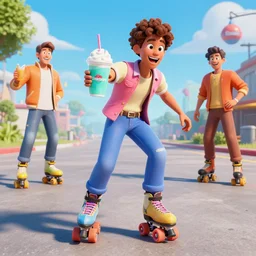 slurpee style person rollerblade pogo sticking, rad mastery, wow dude, good grades guy, happy meal surprise style guys, unreal engine 5