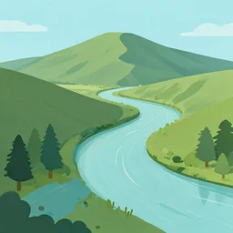 mountaintop river flat illustration surrealism trending on artstation