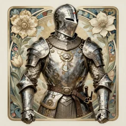 Muscular and powerful medieval knight portrait, art nouveau, fantasy, intricate flower designs, elegant, highly detailed, sharp focus, art by Artgerm and Greg Rutkowski