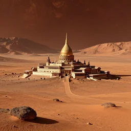a monastery on mars, stunning landscape, by stephan martiniere