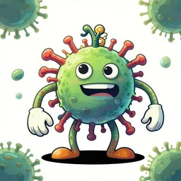 strong bacteria character illustration