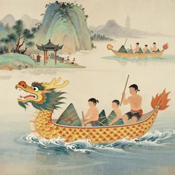 chinese genre painting of dragon boat festival by victo ngai.