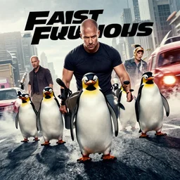 movie poster, fast and furious, penguins pursuit