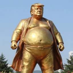 statue of morbidly obese donald trump in north korea