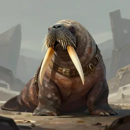 a walrus dressed for battle, fantasy art, digital art, trending on artstation