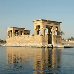 temple by the lake, ancient egypt classical concept art