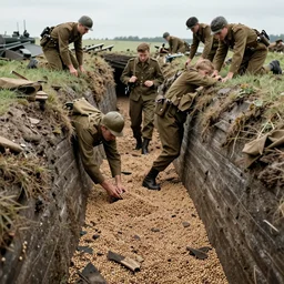 world war 1 trenches filled with beans that soldiers have to trudge through