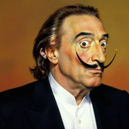 danny devito with a salvador dali mustasche, one head, one mustasche, salvador dali painting style
