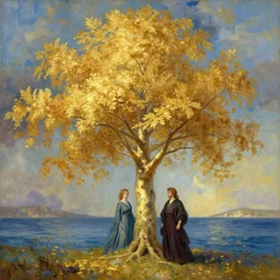 golden tree by elena vizerskaya and ivan aivazovsky, perfectly detailed, artstation, sharp focus, highly detailed, studio photography, impresion de giclee arte abstracto, award winning